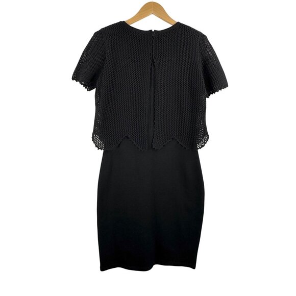 VTG DON SAYRES WELLMORE crochet knit dress wool sheath black 80s 90s sz 8 - Picture 3 of 7